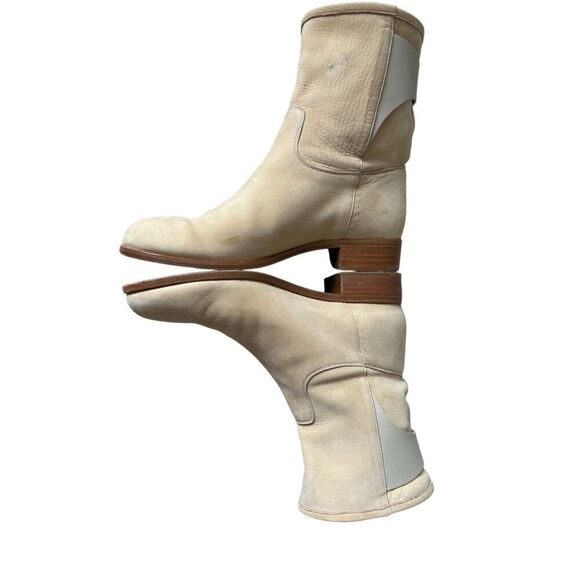 Frye Ricki Ring Fold Back Soft Leather Bootie size 7.5 Cream Tan - Picture 4 of 11